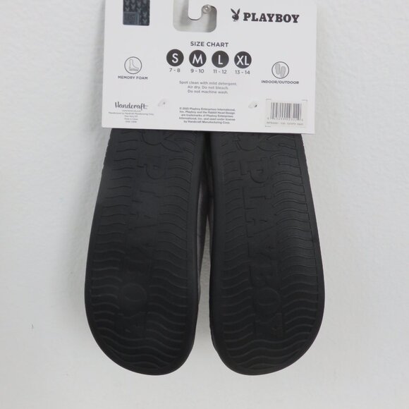 Playboy plush teddy Gray Corduroy slides Slippers Size L 11-12 - Picture 6 of 7